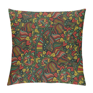 Personality  Seamless Floral Pattern Fall Season. Indian Mehendi Zentangle Boho Hippie Style. Vector. Pillow Covers