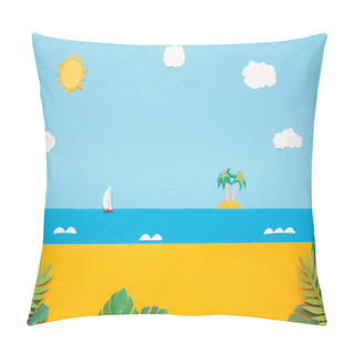 Personality  Tropical Island With Empty Beach And Blue Ocean In Summer Pillow Covers
