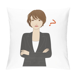 Personality  Thinking Young Woman In Business Suit Pillow Covers