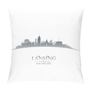Personality  Lansing Michigan City Silhouette White Background Pillow Covers