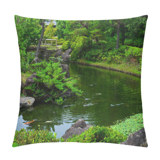 Personality  Idyllic Landscape Of Japanese Garden Pillow Covers