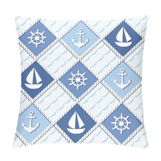 Personality  Marine Themed Seamless Pattern With Anchors Pillow Covers