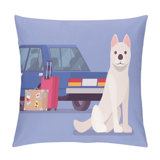 Personality  Car Travel And Road Trip With A Pet Dog Pillow Covers
