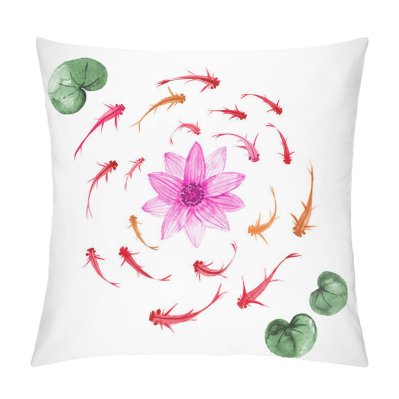 Personality  Little fishes and pink lotus flowers pillow covers