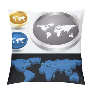 Personality World Map, Vector Design Pillow Covers