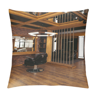 Personality  Modern Interior In Empty Stylish Professional Barbershop Pillow Covers