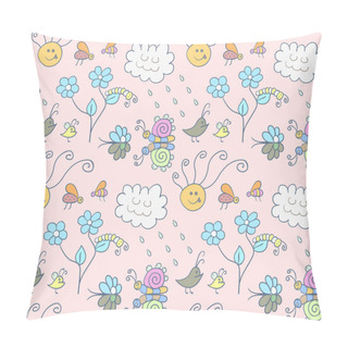 Personality  Seamless Pattern With Cartoon Insects Pillow Covers