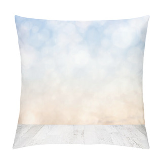 Personality  Blue Sky Behind Wooden Floor Pillow Covers