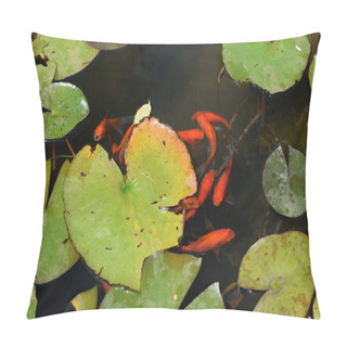 Personality  Red Fish Water Lily Pond Pillow Covers
