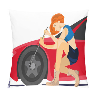 Personality  Girl Changing Wheel Pillow Covers