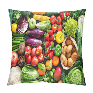 Personality  Food Background With Assortment Of Fresh Organic Fruits And Vege Pillow Covers