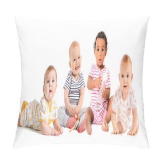 Personality  Cute Little Babies On White Background Pillow Covers
