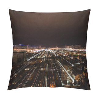 Personality  Night Cityscape With Blurred Bright Illumination Pillow Covers