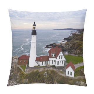 Personality  Fly Around Aerial View Portland Head Lighthouse State Of Maine Pillow Covers