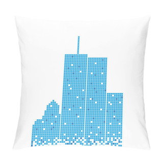 Personality  Pixelated Blue Building Illustration Design Template Vector Pillow Covers