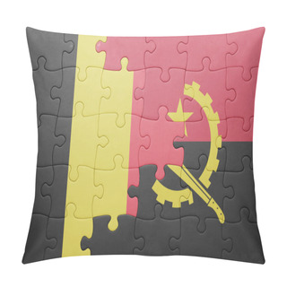 Personality  Puzzle With The National Flag Of Angola And Belgium Pillow Covers