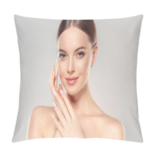 Personality  Woman With Clean Fresh Skin Pillow Covers