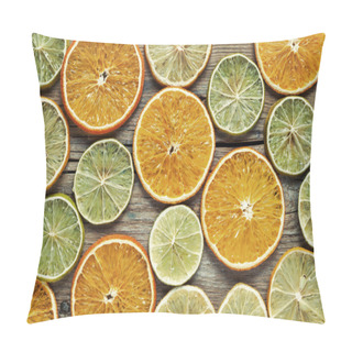 Personality  Dried Orange And Lemon Slices On Wooden Table. Pillow Covers