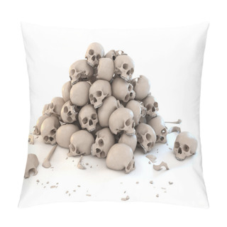 Personality  Pile Of Skulls Isolated Over White Pillow Covers