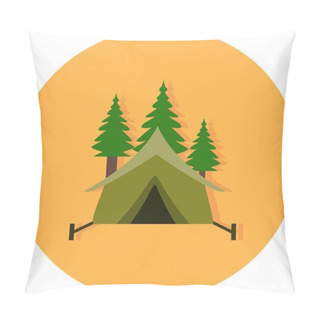 Personality  Illustration Tent With Trees Icon Pillow Covers