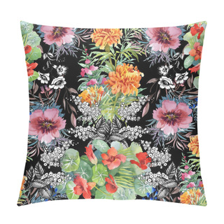 Personality  Water Lilies And Marigold Flowers. Pillow Covers