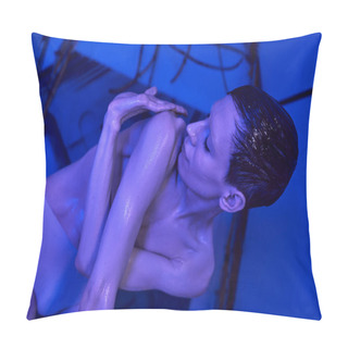 Personality  Science Fiction Concept, Humanoid, Alien, Space Traveler In Experimental Science Center Pillow Covers