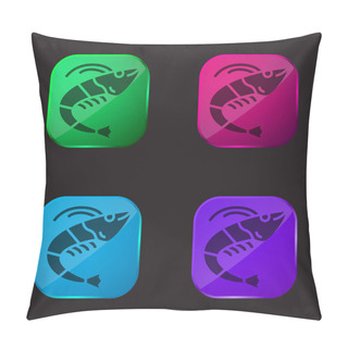 Personality  Animal Four Color Glass Button Icon Pillow Covers