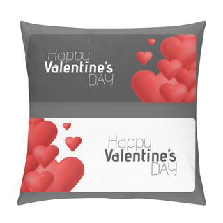 Personality  Hearts On Abstract Love Background. Be My Valentine. Love Romantic Messages With Hearts. February 14. Valentines Day Card,banner. Global Love Day, May 1. Three Dimensional Red Hearts Shapes Pillow Covers