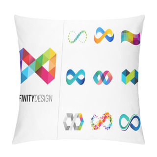 Personality  Colorful Abstract Infinity, Endless Symbols And Icon Collection Pillow Covers