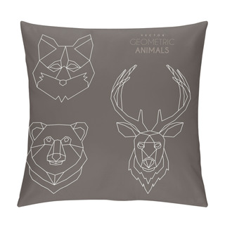 Personality  Set Of Minimalistic Geometric Animal Vector Illustrations Pillow Covers