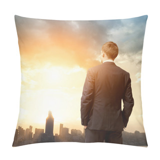 Personality  Business Man Look Sunrise In The City Pillow Covers