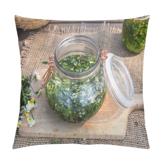 Personality  Preparation Of Tincture From Fresh Viola Arvensis Pillow Covers