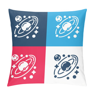 Personality  Astronomy Blue And Red Four Color Minimal Icon Set Pillow Covers