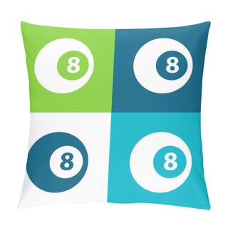 Personality  Black Eight Billiard Ball Flat Four Color Minimal Icon Set Pillow Covers