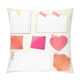 Personality  Vector Illustration. Push Pin Collection With Set Note Papers Pillow Covers