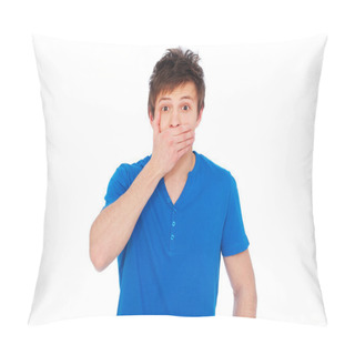Personality  Amazed Man Covering His Mouth Pillow Covers