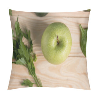 Personality  Apple With Parsley On Wooden Table Pillow Covers