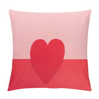 Personality  Top View Of Paper Heart On Red And Pink Background Pillow Covers
