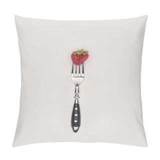 Personality  Red Strawberry On A Fork Isolated On White Background Pillow Covers