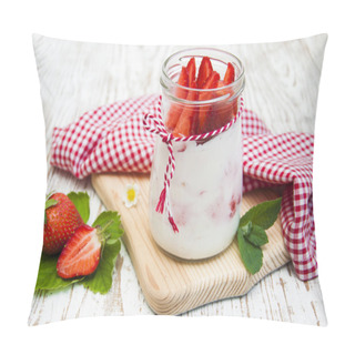 Personality  Yogurt With Strawberries Pillow Covers