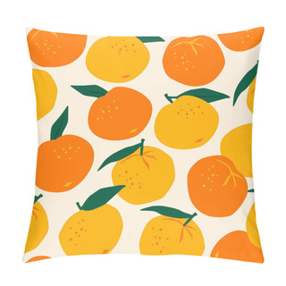 Personality  Vector Seamless Pattern With Mandarins. Trendy Hand Drawn Textures Pillow Covers