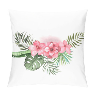 Personality  Watercolor Tropical Flowers, Leaves And Plants Pillow Covers