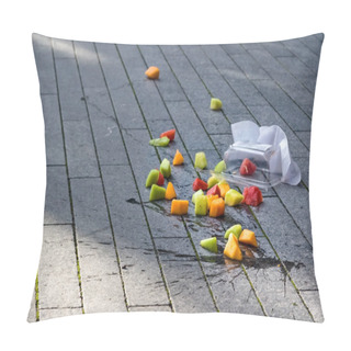 Personality  Fruit Salad Accidentally Dropped To Ground. Misfortune Concept Pillow Covers