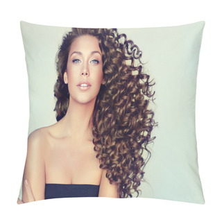 Personality  Beautiful Girl With Long Curly Hair  Pillow Covers