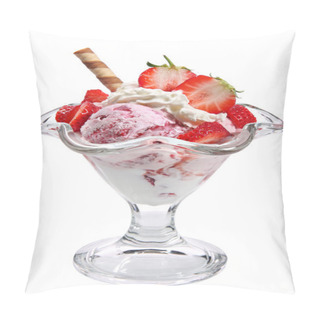 Personality  Ice Cream With Strawberries And Whipped Cream Pillow Covers