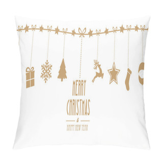 Personality  Christmas Elements Hanging Line Gold Isolated Background Pillow Covers
