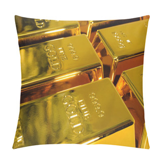 Personality  Closeup Shiny A Gold Bar 1 Kg On White Background Pillow Covers