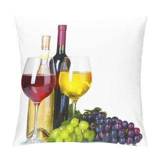 Personality  Ripe Grapes, Wine Glass And Bottle Of Wine Pillow Covers