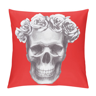Personality Skull With Floral Wreath Pillow Covers