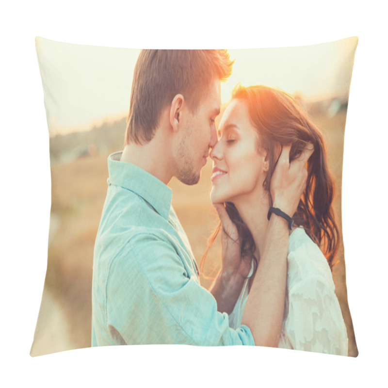 Personality  Young couple in love outdoor pillow covers